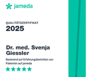 Qualitätszertifikat von Jameda 2025 Dr. Svenja Giessler
