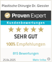 Auszeichnung von ProvenExpert Plastische Chirurgie Dr. Giessler Kundenbewertungen Sehr Gut 100 Prozent Empfehlungen